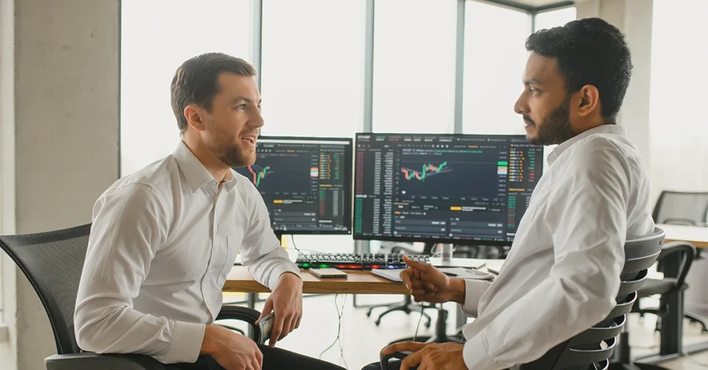 Two CPA candidates having conversation.