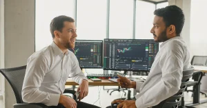 Two CPA candidates having conversation.