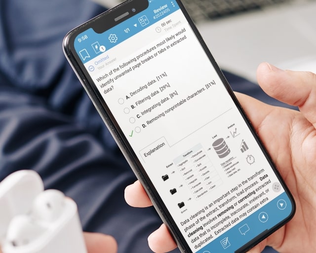 cell phone showing mobile app of uworld cpa review course