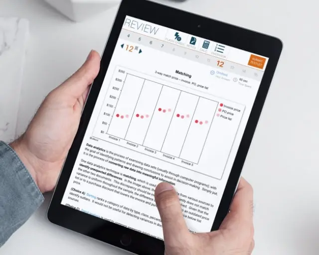 tablet showing mobile uworld cpa review course