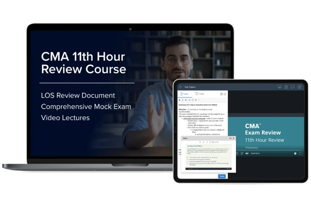 UWorld CMA 11th Hour Final Review Course on laptop and tablet screens