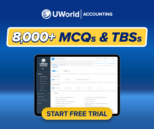 8,000+ MCQs and TBSs - Practice with the CPA Exam Interface