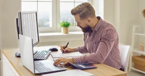 CPA Candidate practicing with full-length CPA Exam simulations with CBT interface