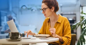 CPA candidate reviewing her passing exam score